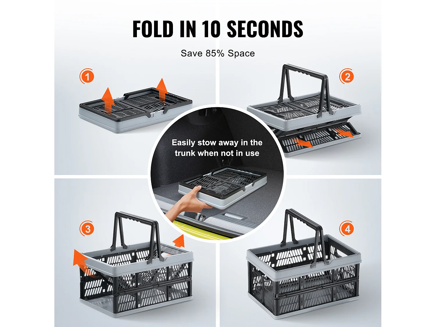 Boodschappentassen voor Shoppen SucceBuy Vouwbaar Zwart 3 Stuks 16 L met Handgreep