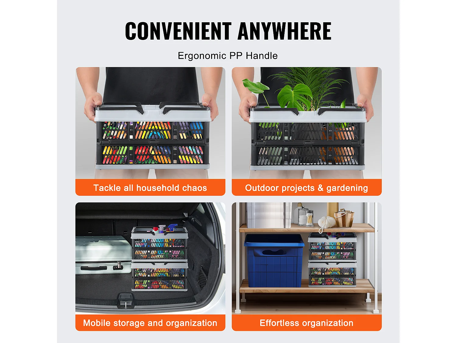 Boodschappentassen voor Shoppen SucceBuy Vouwbaar Zwart 3 Stuks 16 L met Handgreep