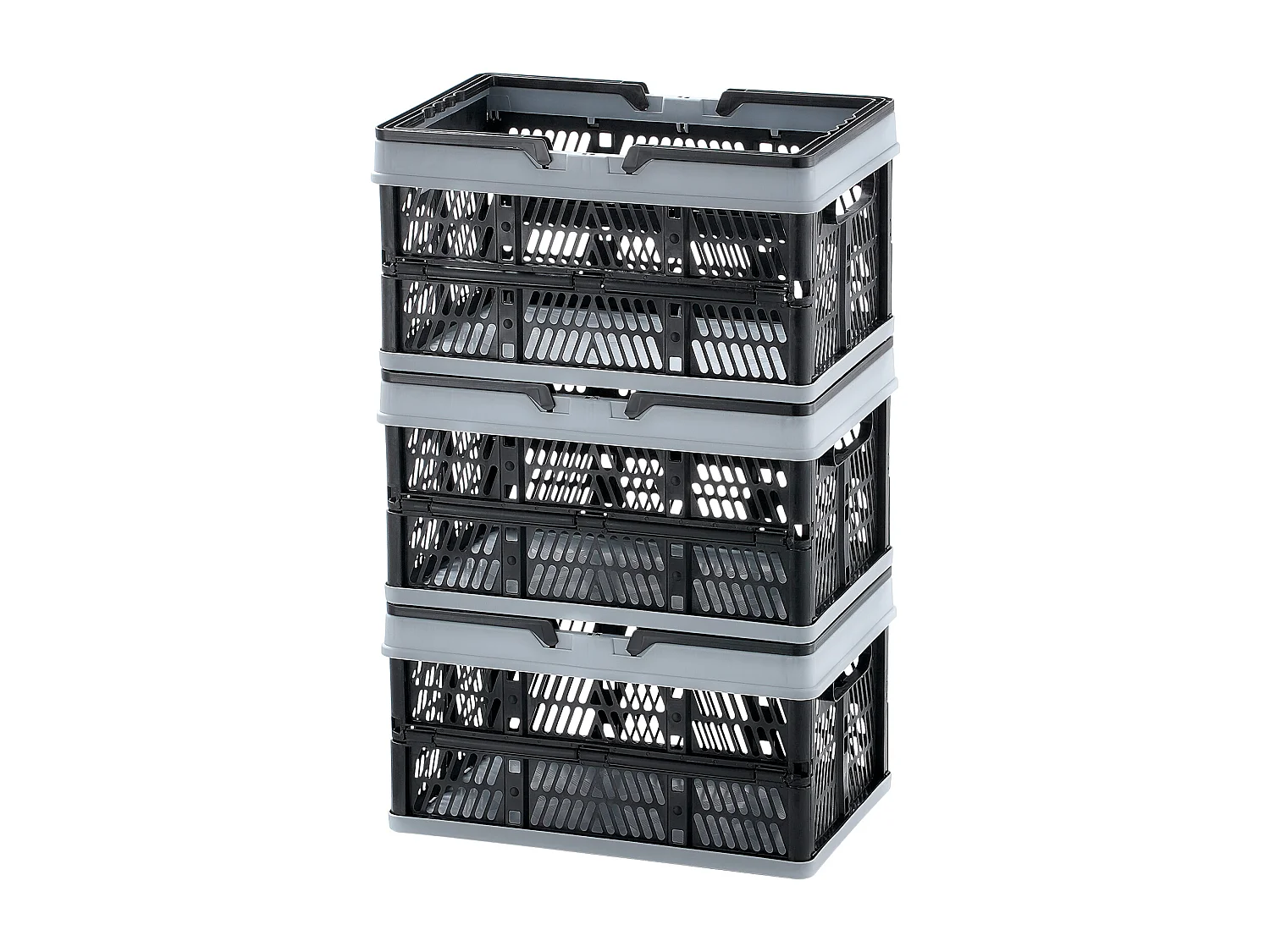 Boodschappentassen voor Shoppen SucceBuy Vouwbaar Zwart 3 Stuks 16 L met Handgreep