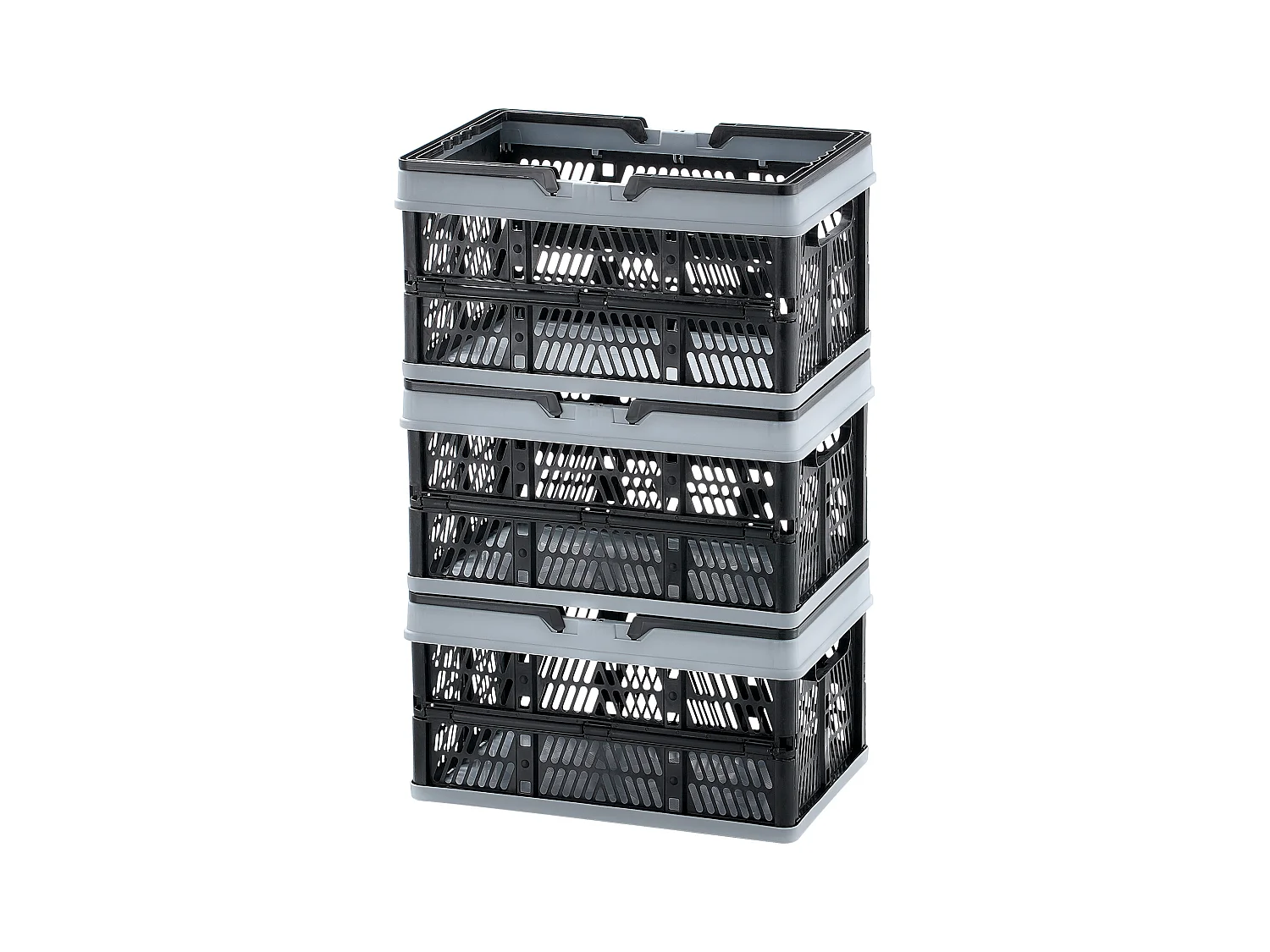 Paniers de Courses SucceBuy Pliables Noirs 3 Pièces 16 L avec Poignée
