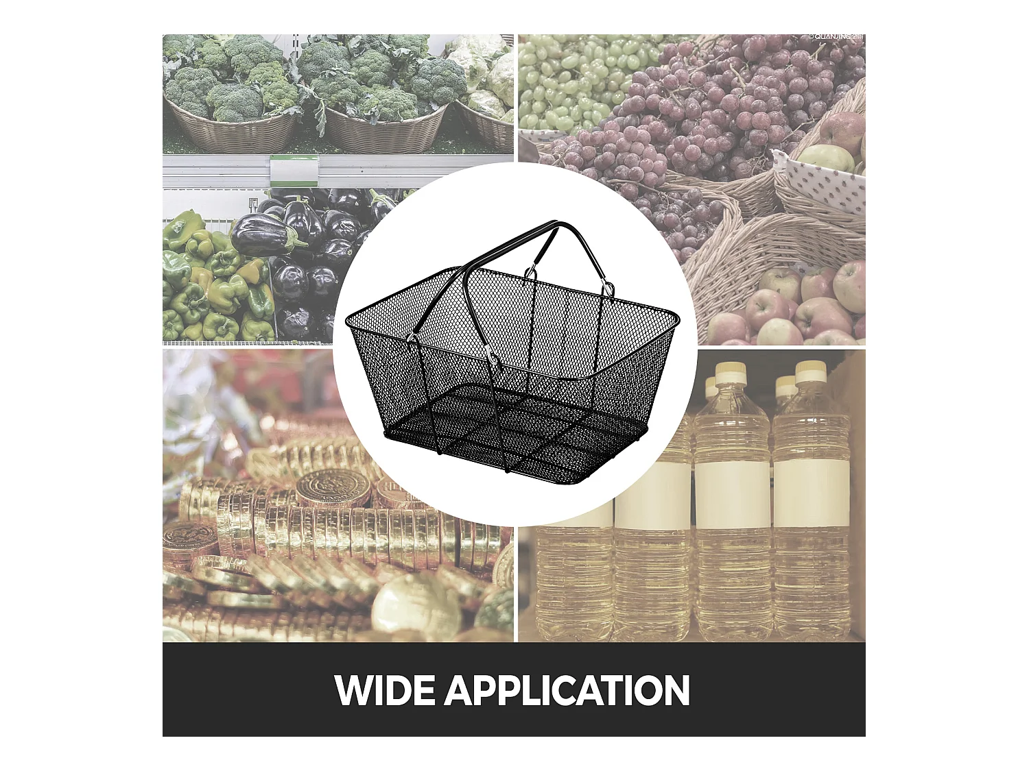 Cestini per Provviste SucceBuy in Maglia con Manici, Metallo 12 Pezzi Portatili