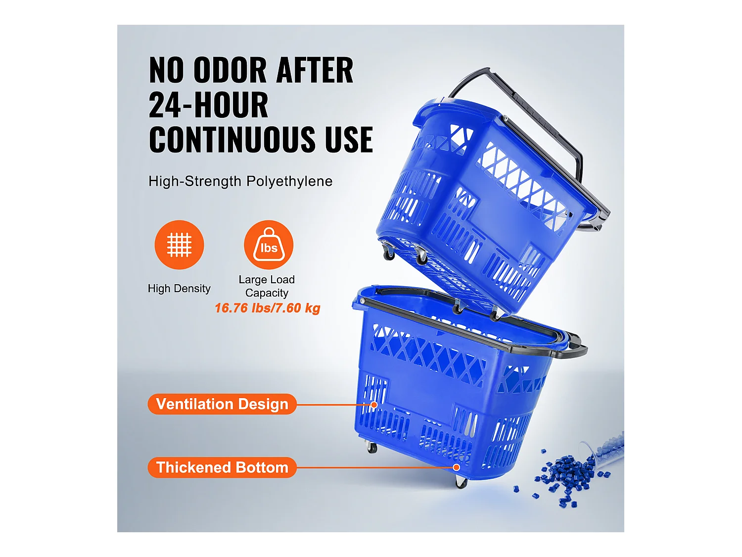 Paniers à provisions SucceBuy sur Roulettes 6 Pièces 39 L