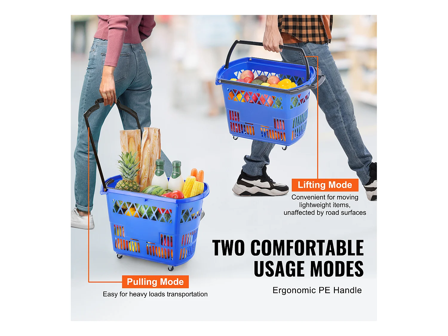 Paniers à provisions SucceBuy sur Roulettes 6 Pièces 39 L