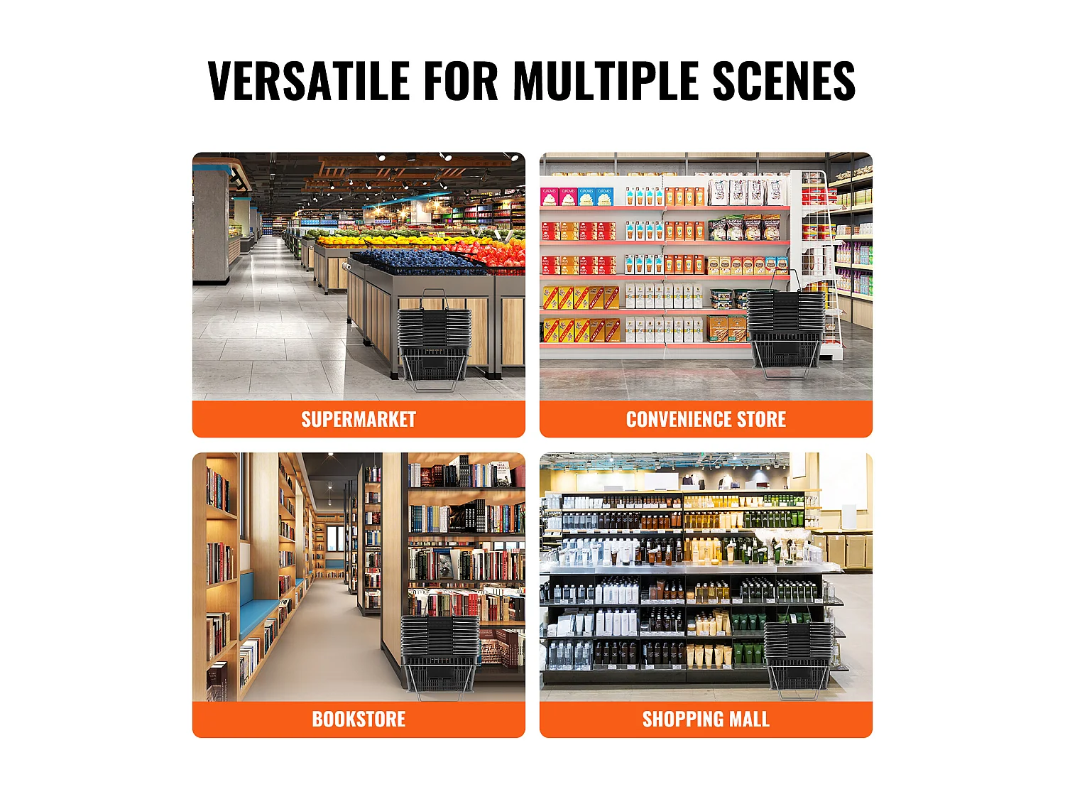 Boodschappentassen SucceBuy Lot van 12 Zwarte Tassen van 21 L, met Handgreep van Metaal en Support voor Boodschappen