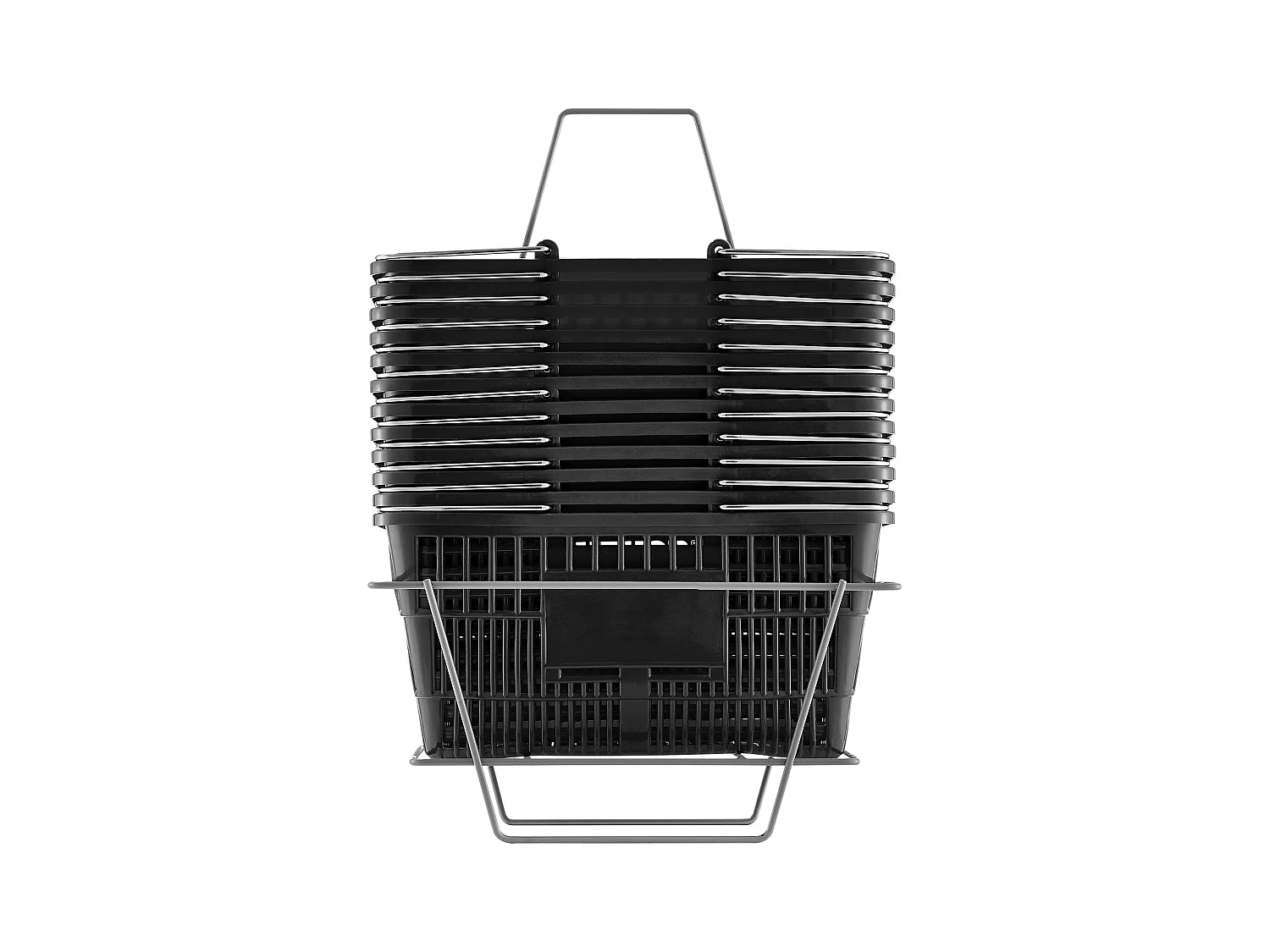 Paniers SucceBuy Lot de 12 Paniers Noirs de 21 L, avec Poignée en Métal et Support pour Courses
