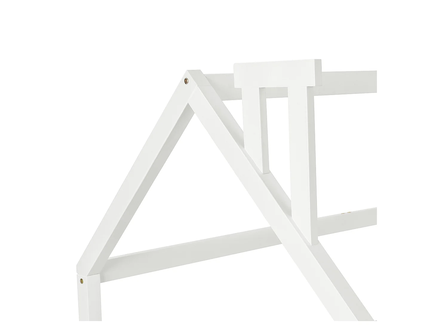 Lit cabane enfant 90x200cm avec barrières de sécurité et 2 tiroirs, cadre en pin, blanc, sans matelas