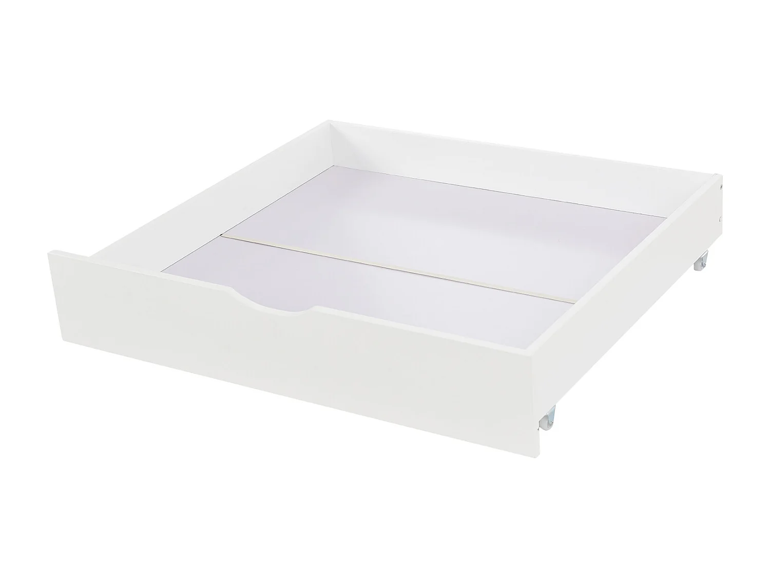 Lit cabane enfant 90x200cm avec barrières de sécurité et 2 tiroirs, cadre en pin, blanc, sans matelas