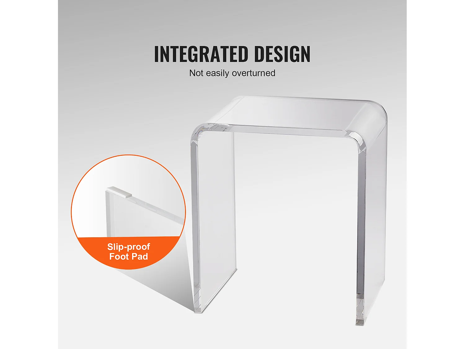 Table D'appoint SucceBuy en Acrylique en Forme de C, Lucite Transparent pour Salon et Bureau