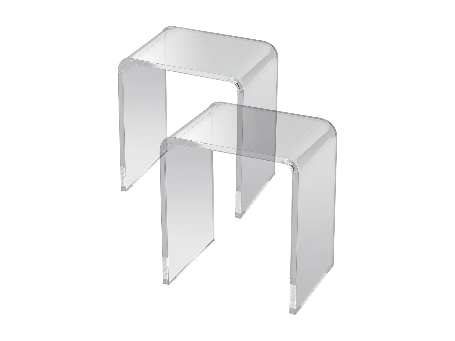 Stoł SucceBuy Lot 2 Stołów Pomocniczych z Akrylu w Formie C, Transparentne Lucite dla Salonu