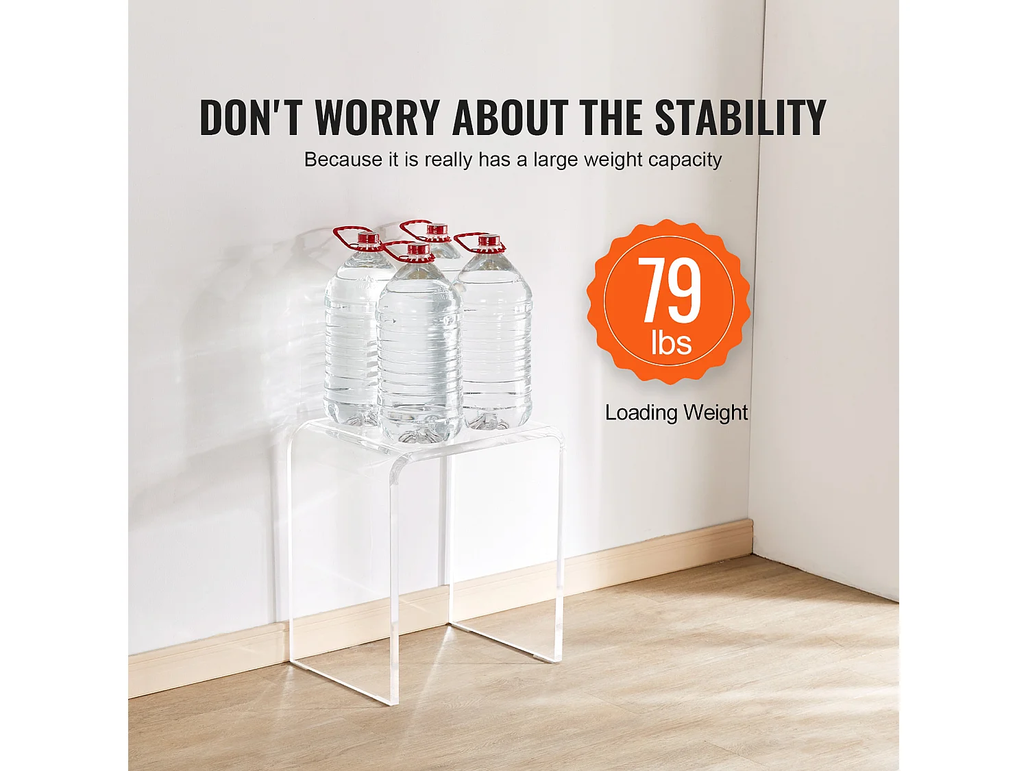 Stoł SucceBuy Lot 2 Stołów Pomocniczych z Akrylu w Formie C, Transparentne Lucite dla Salonu