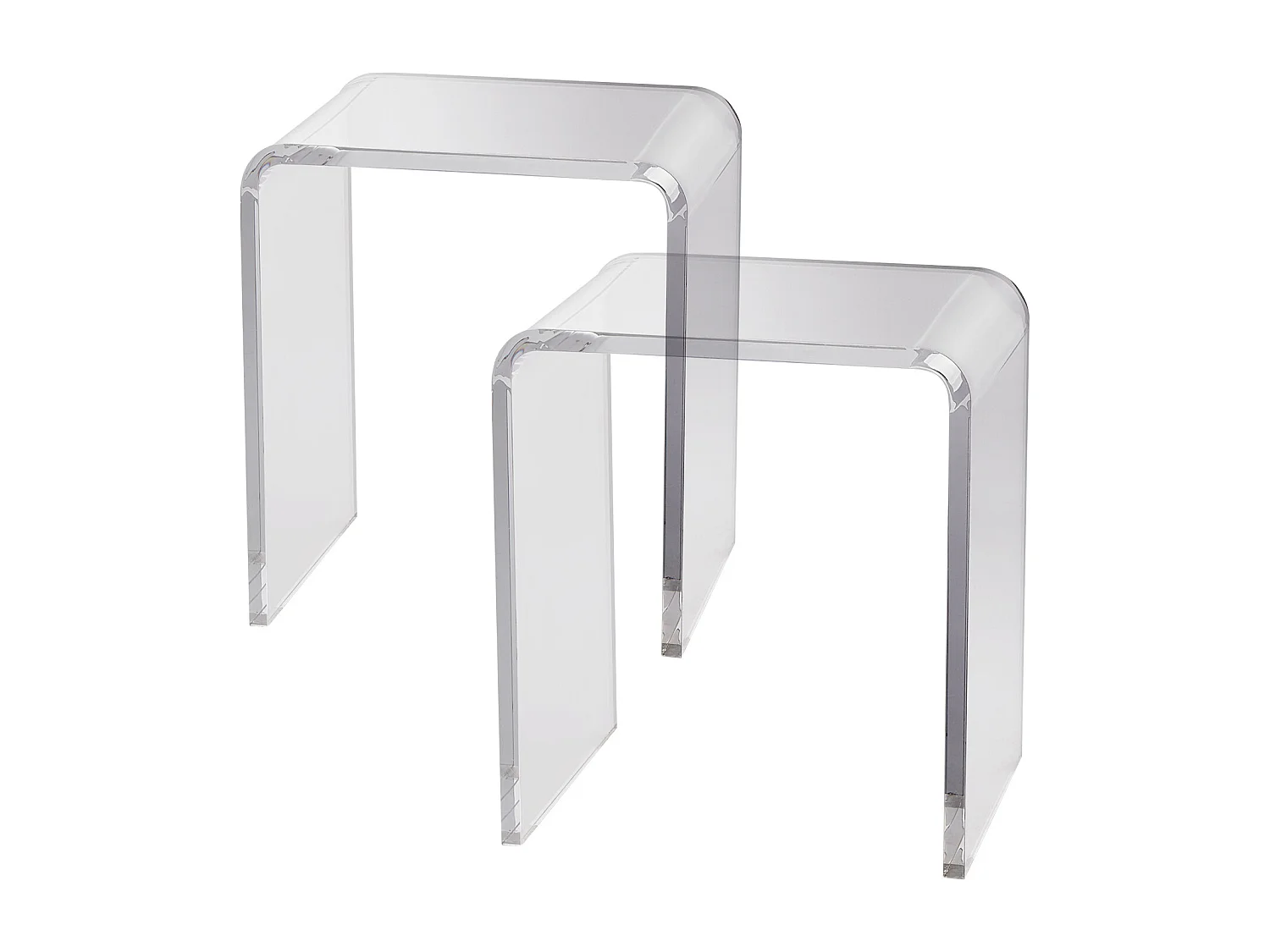 Stoł SucceBuy Lot 2 Stołów Pomocniczych z Akrylu w Formie C, Transparentne Lucite dla Salonu