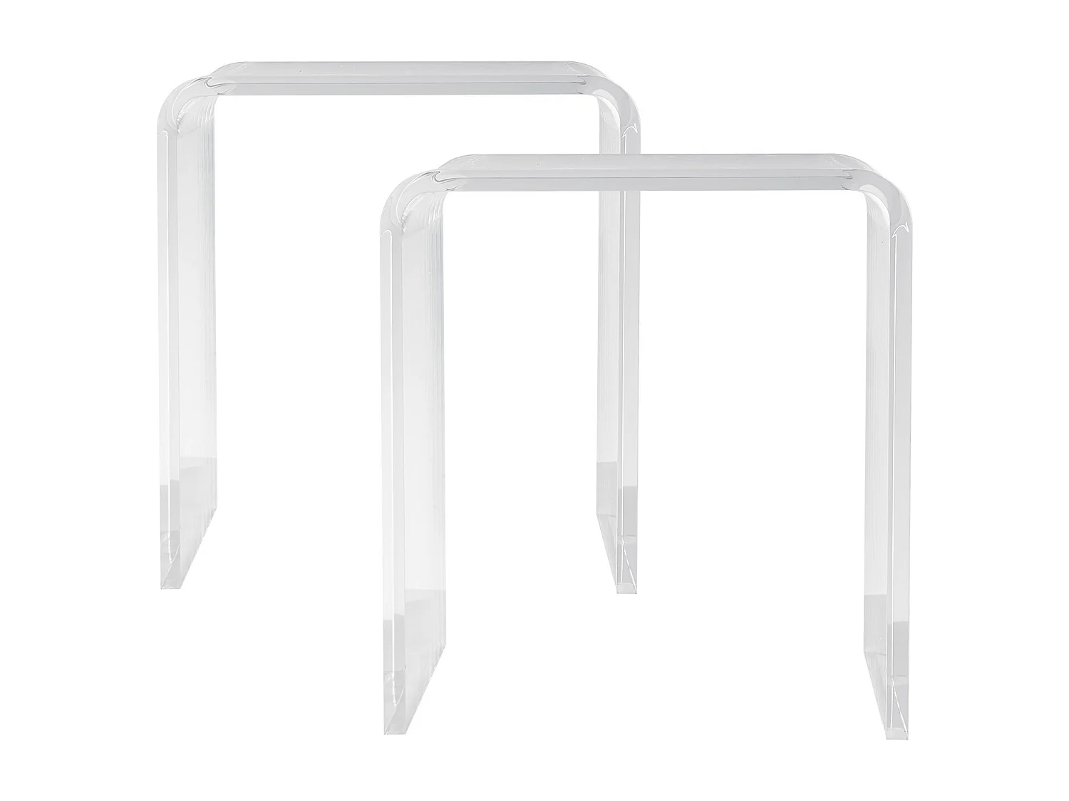 Stoł SucceBuy Lot 2 Stołów Pomocniczych z Akrylu w Formie C, Transparentne Lucite dla Salonu