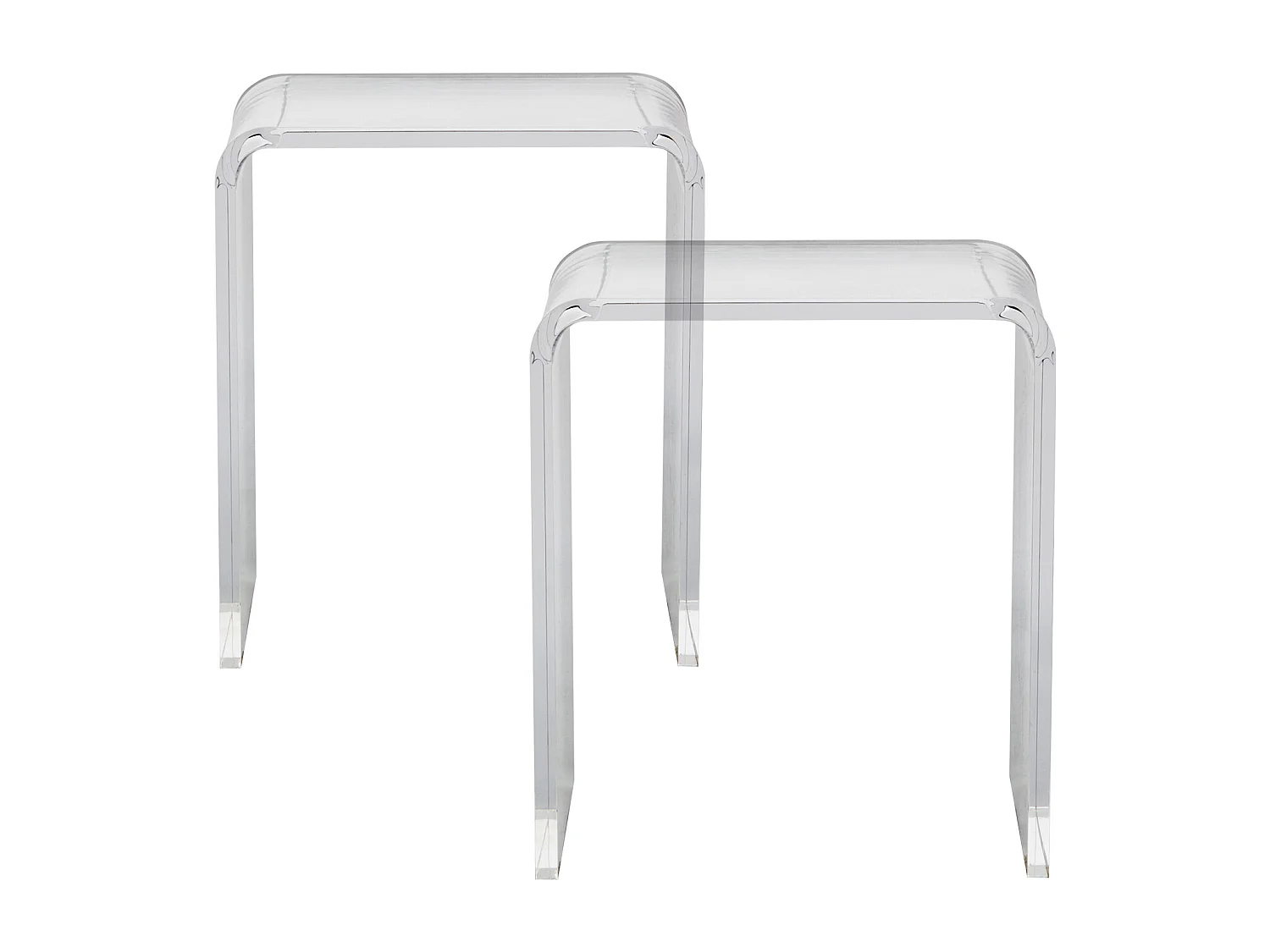 Stoł SucceBuy Lot 2 Stołów Pomocniczych z Akrylu w Formie C, Transparentne Lucite dla Salonu