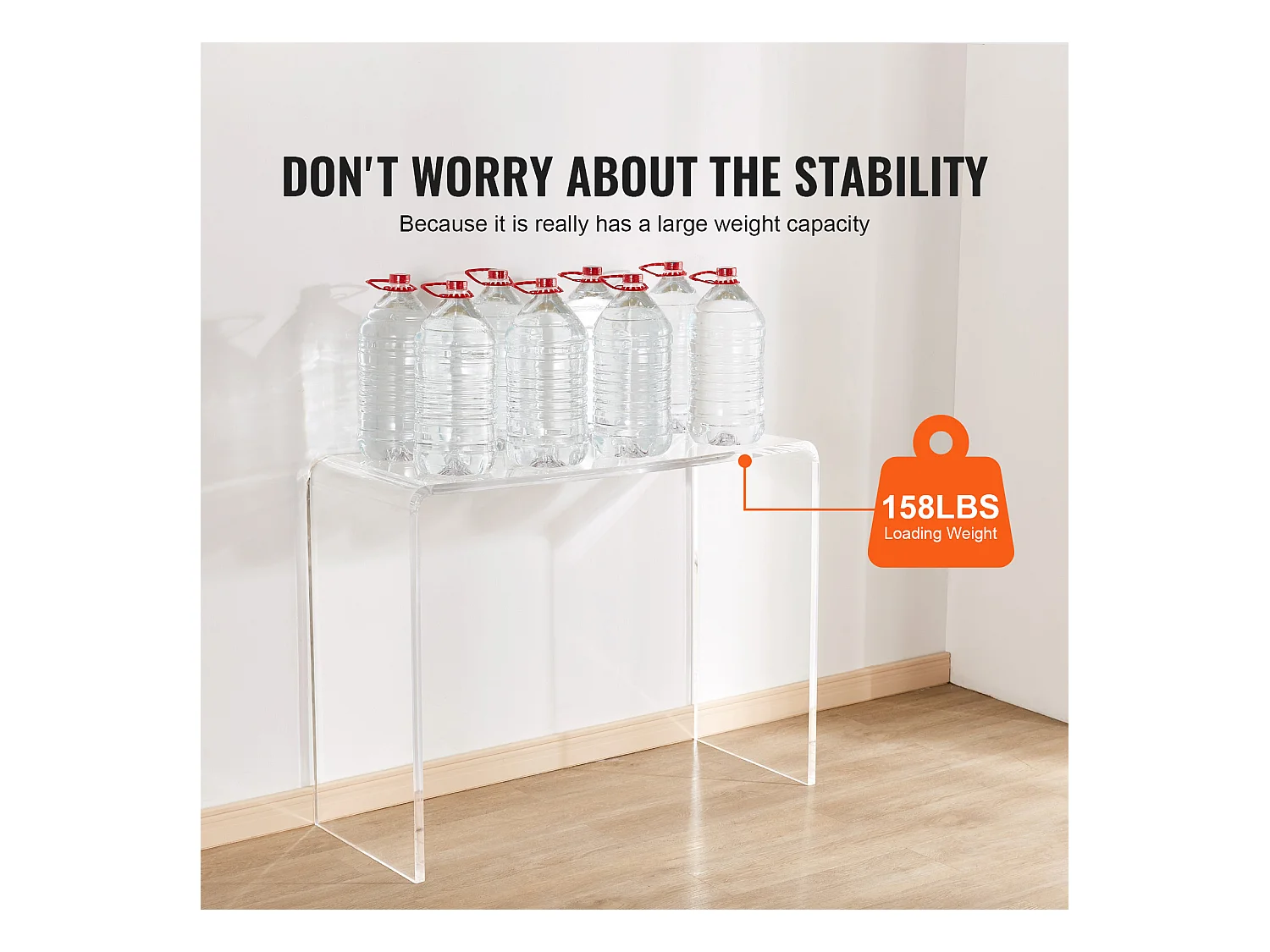 Table Console en Acrylique SucceBuy, Table D'Appoint Transparente pour Hall D'Entrée, 97 X 38 X 74 CM