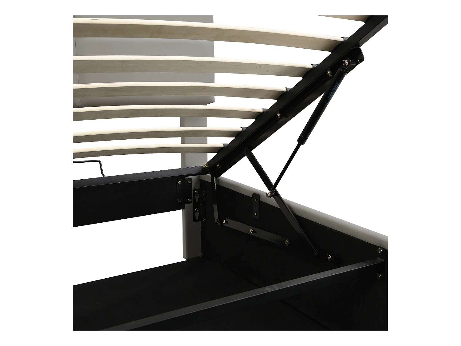 Lit coffre adulte 180x200cm gris clair en PU, tête de lit réglable en hauteur, sommier à lattes, sans matelas