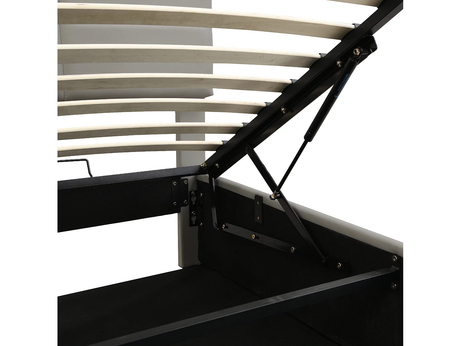 Lit coffre adulte 180x200cm gris clair en PU, tête de lit réglable en hauteur, sommier à lattes, sans matelas