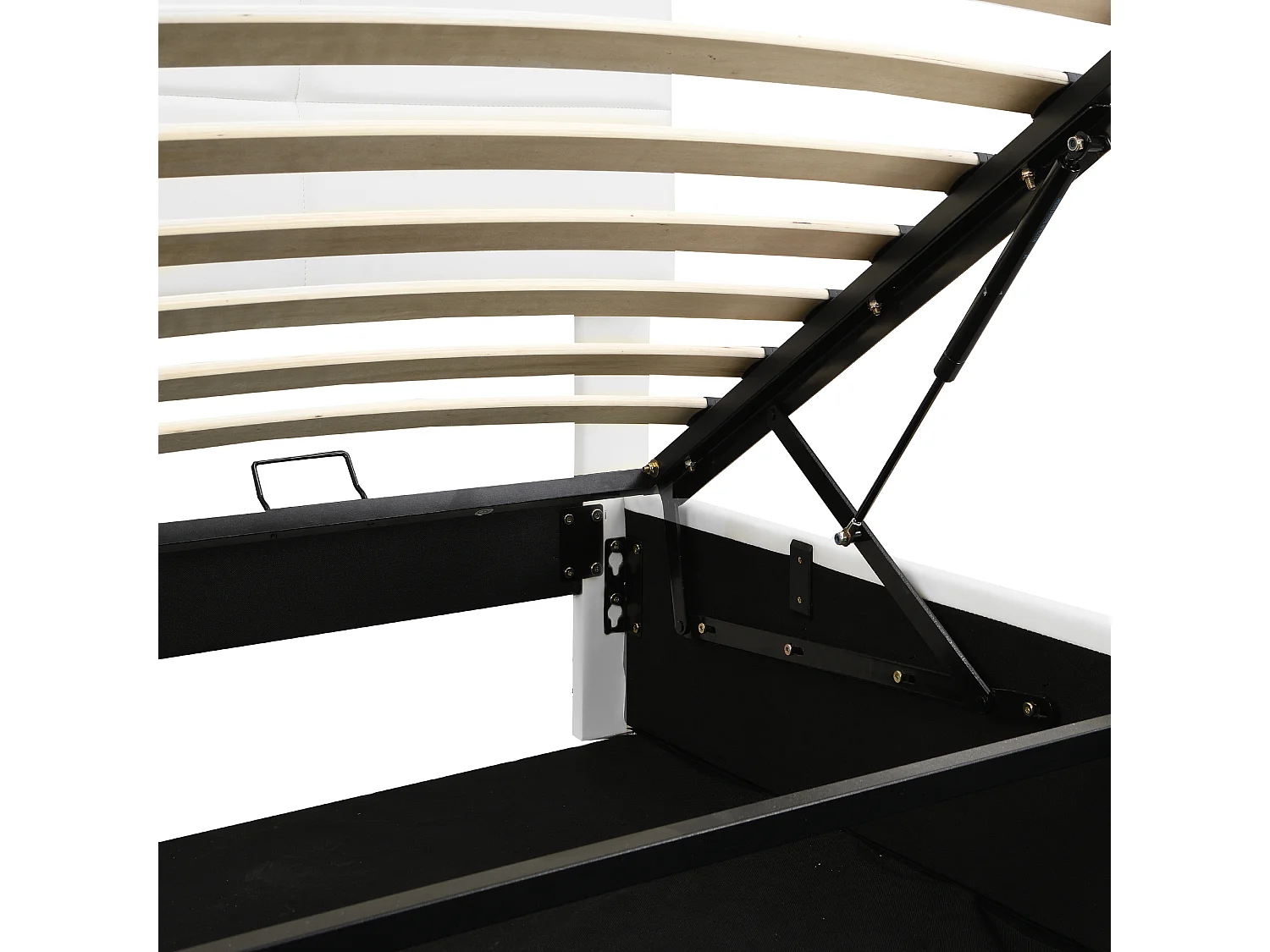 Lit coffre adulte 180x200cm blanc en PU, tête de lit réglable en hauteur, sommier à lattes, sans matelas