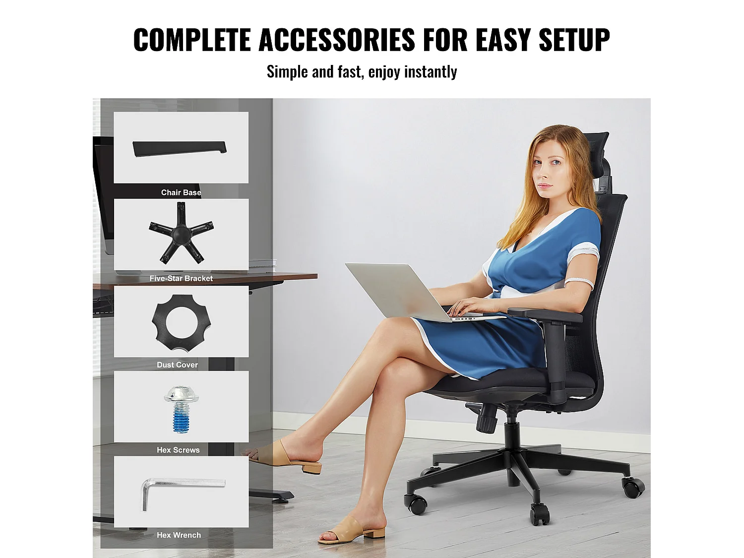 Base de Recambio para Silla de Oficina SucceBuy, 710 mm, Robusta Base de Taburete Metálica, 1134 kg