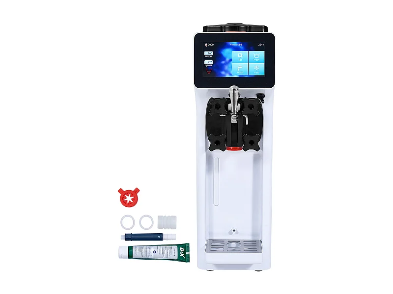 Máquina de Helado Blando SucceBuy, 10 L/h 900 W, 1 Sabor, Pre-enfriamiento Automático con Pantalla Táctil, para Sundae Yogur