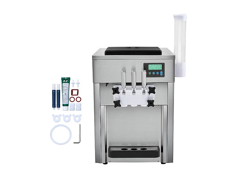 Weich-Eismaschine SucceBuy, 20 L/h 1800 W 3 Geschmacksrichtungen, Automatische Reinigung, für Café Snack-Bar Restaurant Supermarkt
