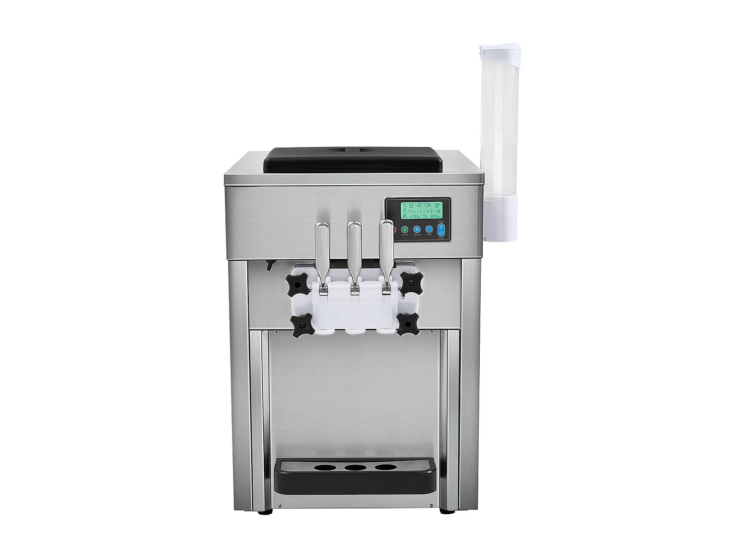 Machine à Crème Glacée Molle SucceBuy, 20 L/h 1800 W 3 Saveurs, Nettoyage Automatique, pour Café Snack-Bar Restaurant Supermarché