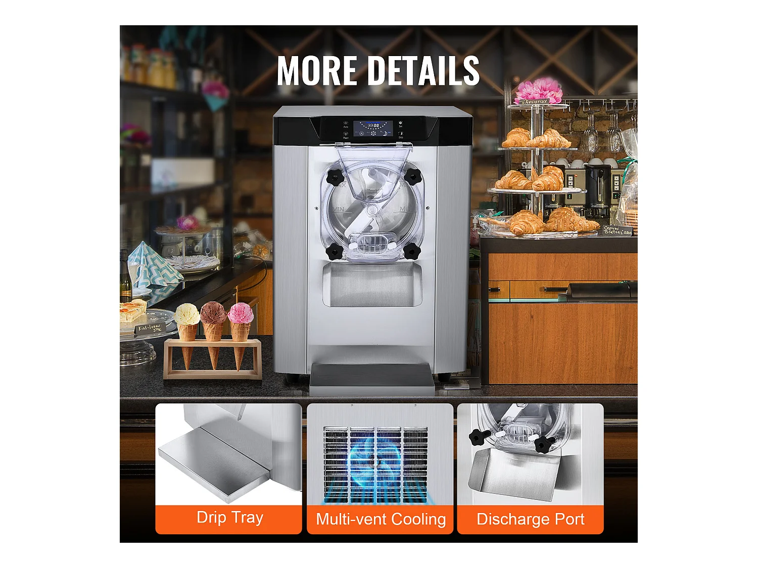 IJsMachine SucceBuy, 12 L/h, 1295 W, Automatische Voorkoelung, LED-Paneel, voor Snack-bars