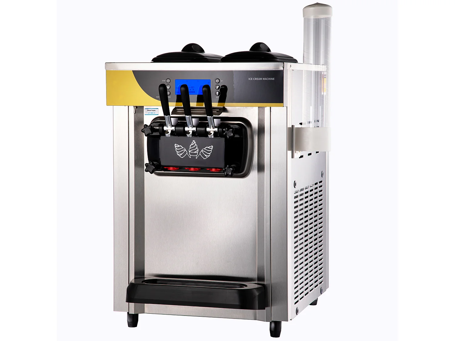 Machine à Crème Glacée Molle SucceBuy, 22-30 L/H, 2200 W, Machine à Glace Italienne Commerciale Trémie 2x6 L