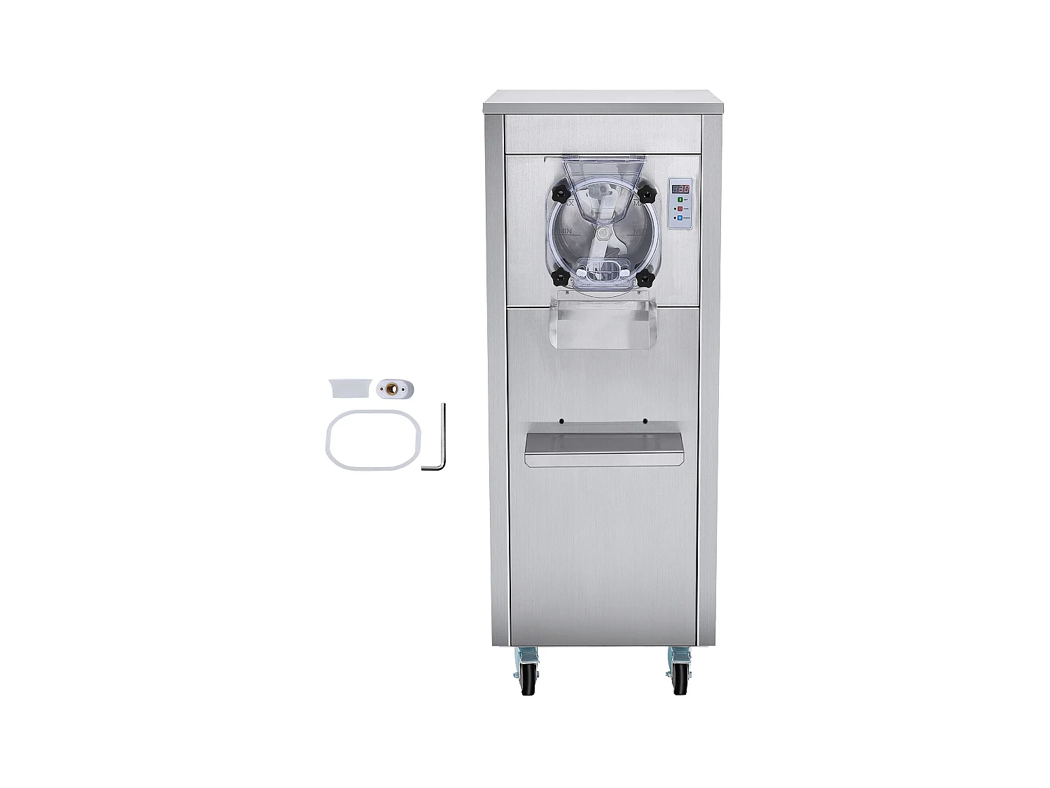 Machine à Crème Glacée Dure Commerciale SucceBuy, 18 L/h, 1600 W, avec Roues, Pré-refroidissement Automatique, Panneau LED