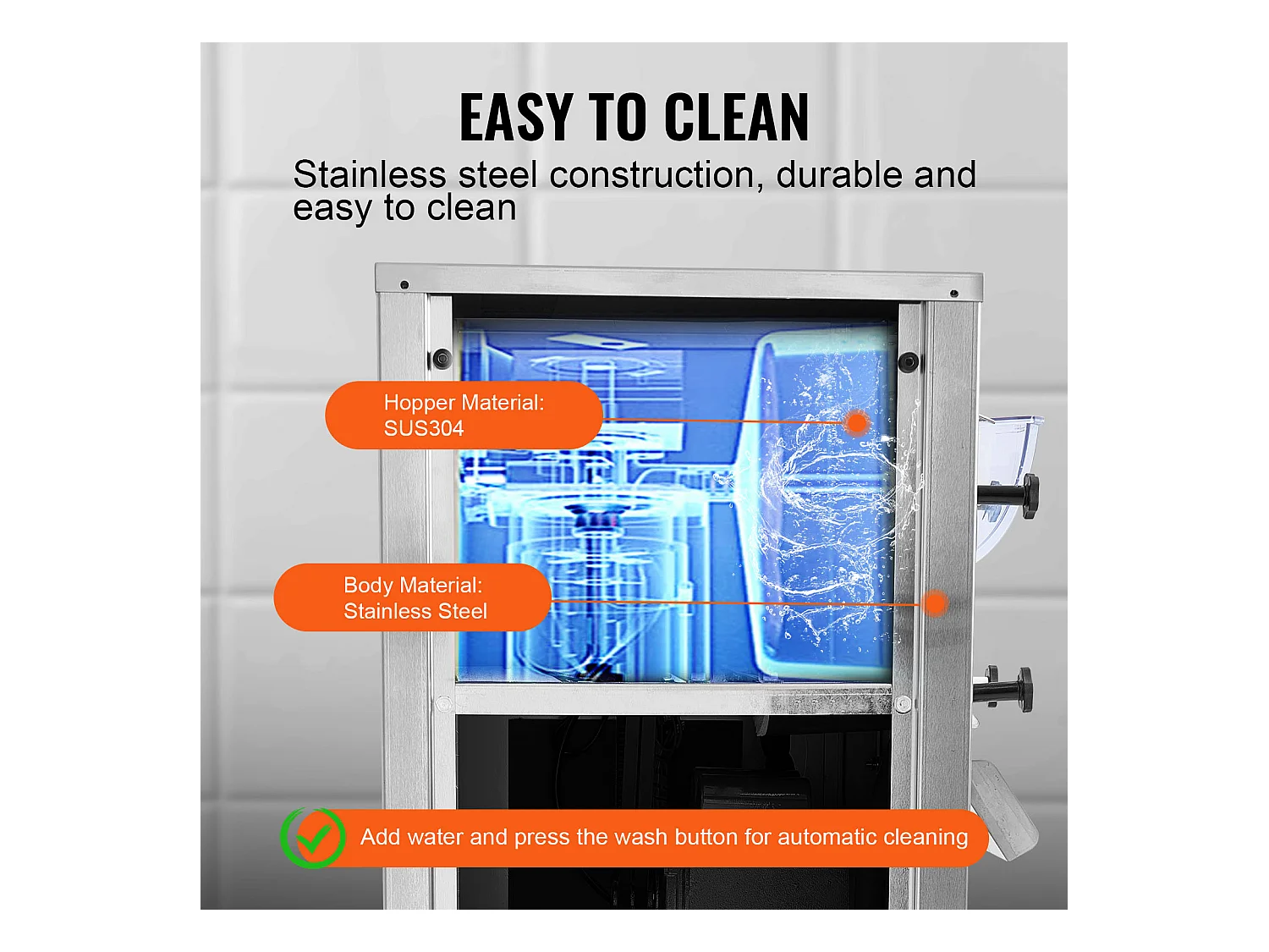 Machine à Crème Glacée Dure Commerciale SucceBuy, 18 L/h, 1600 W, avec Roues, Pré-refroidissement Automatique, Panneau LED