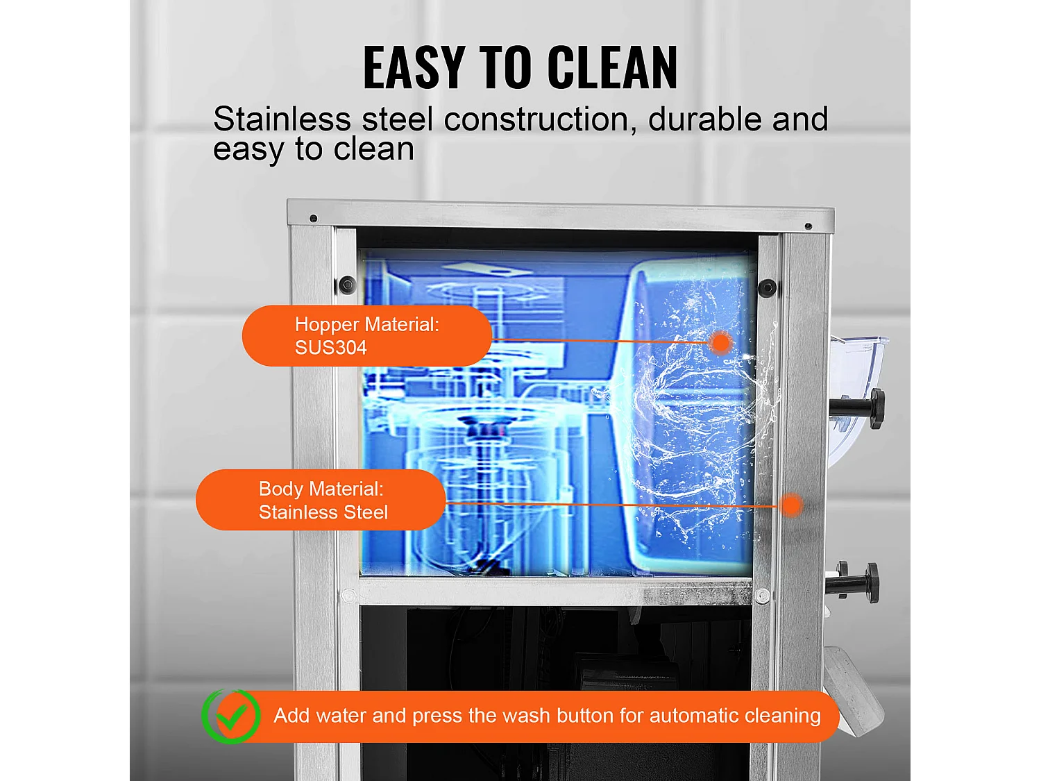 Machine à Crème Glacée Dure Commerciale SucceBuy, 18 L/h, 1600 W, avec Roues, Pré-refroidissement Automatique, Panneau LED