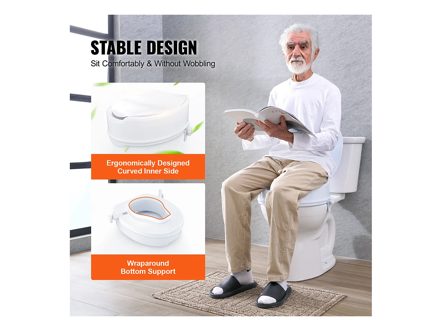 Assento de Sanita Elevado SucceBuy, 12,7 cm de Altura, Capacidade para 136 kg, Elevação Universal, Branco