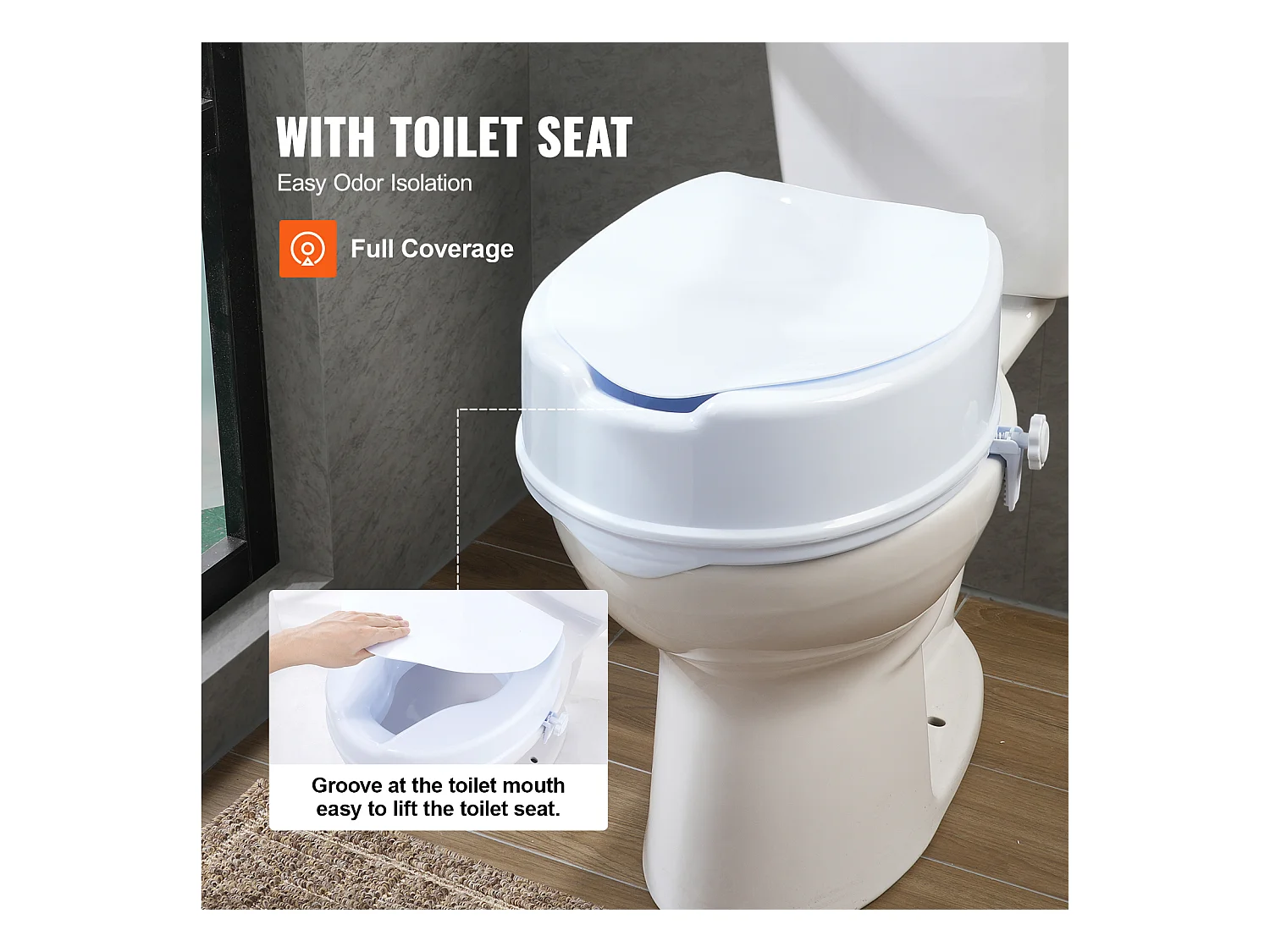 Assento de Sanita Elevado SucceBuy, 12,7 cm de Altura, Capacidade para 136 kg, Elevação Universal, Branco