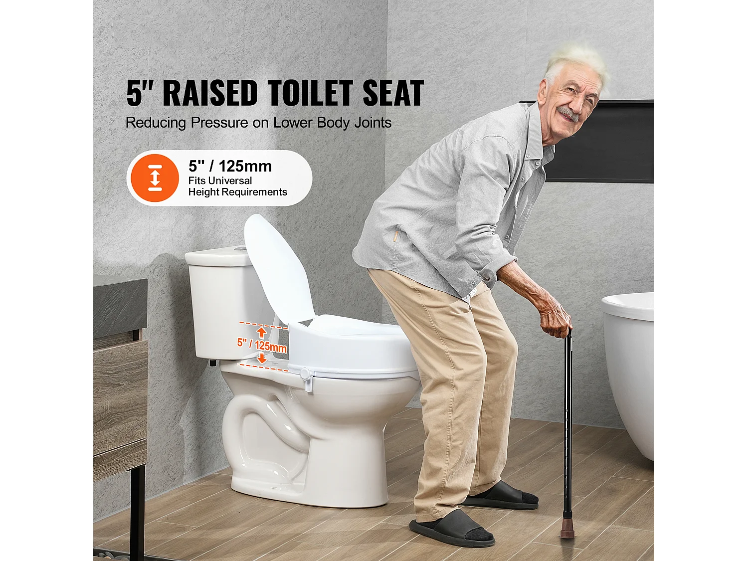 Siège de Toilette Surélevé SucceBuy, Hauteur de 12,7 cm, Capacité de 136 kg, Rehausseur Universel, Blanc