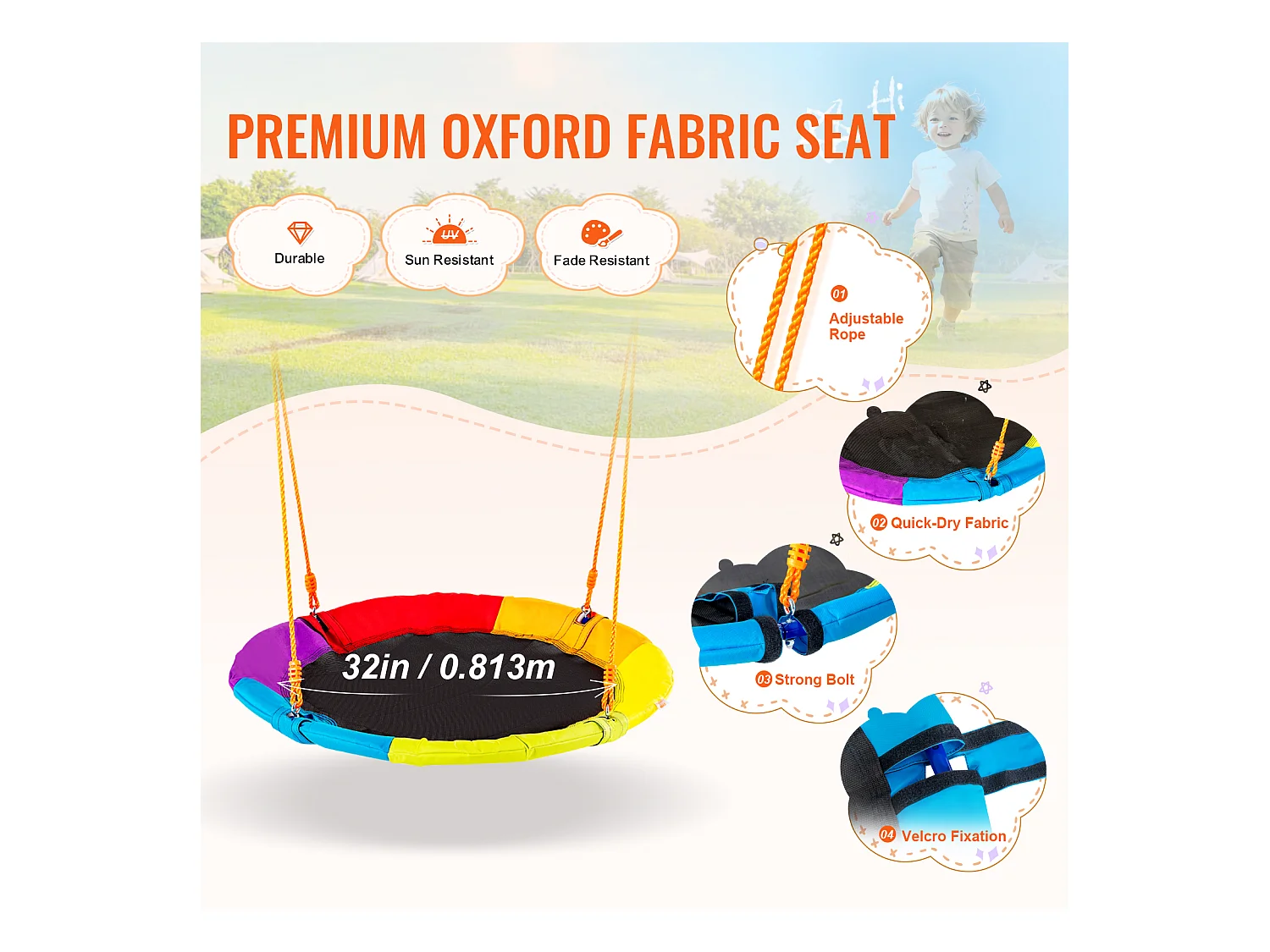 Ensemble de Balançoires Portique SucceBuy de Jardin avec 1 Nacelle 2 Sièges à Ceinture, Support en Métal, Corde Réglable pour la cour Arrière