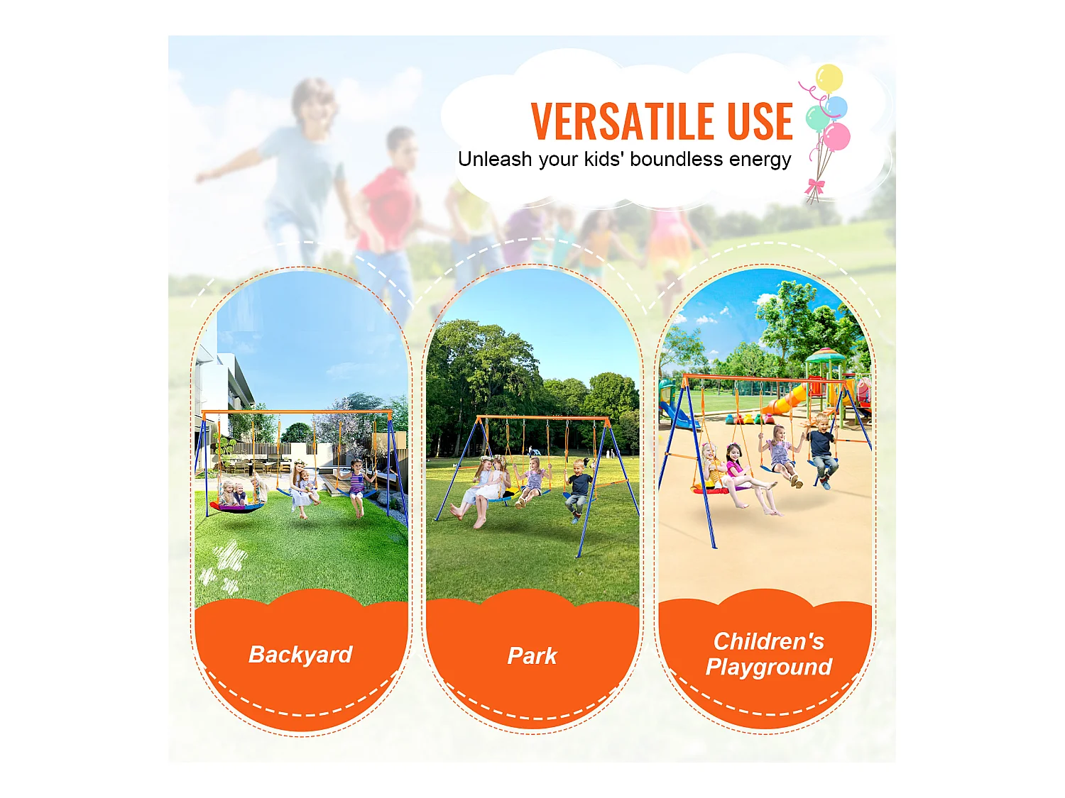 Ensemble de Balançoires Portique SucceBuy de Jardin avec 1 Nacelle 2 Sièges à Ceinture, Support en Métal, Corde Réglable pour la cour Arrière