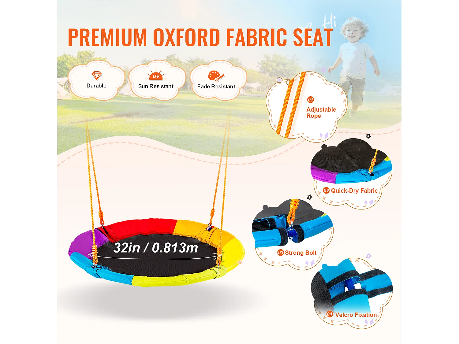 Ensemble de Balançoires Portique SucceBuy de Jardin avec 1 Nacelle 2 Sièges à Ceinture, Support en Métal, Corde Réglable pour la cour Arrière