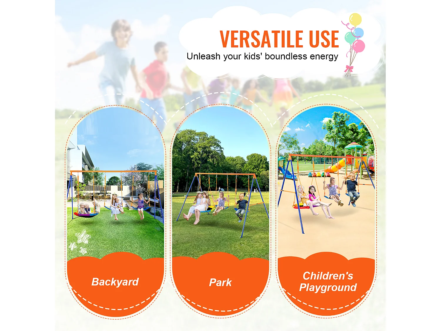 Ensemble de Balançoires Portique SucceBuy de Jardin avec 1 Nacelle 2 Sièges à Ceinture, Support en Métal, Corde Réglable pour la cour Arrière