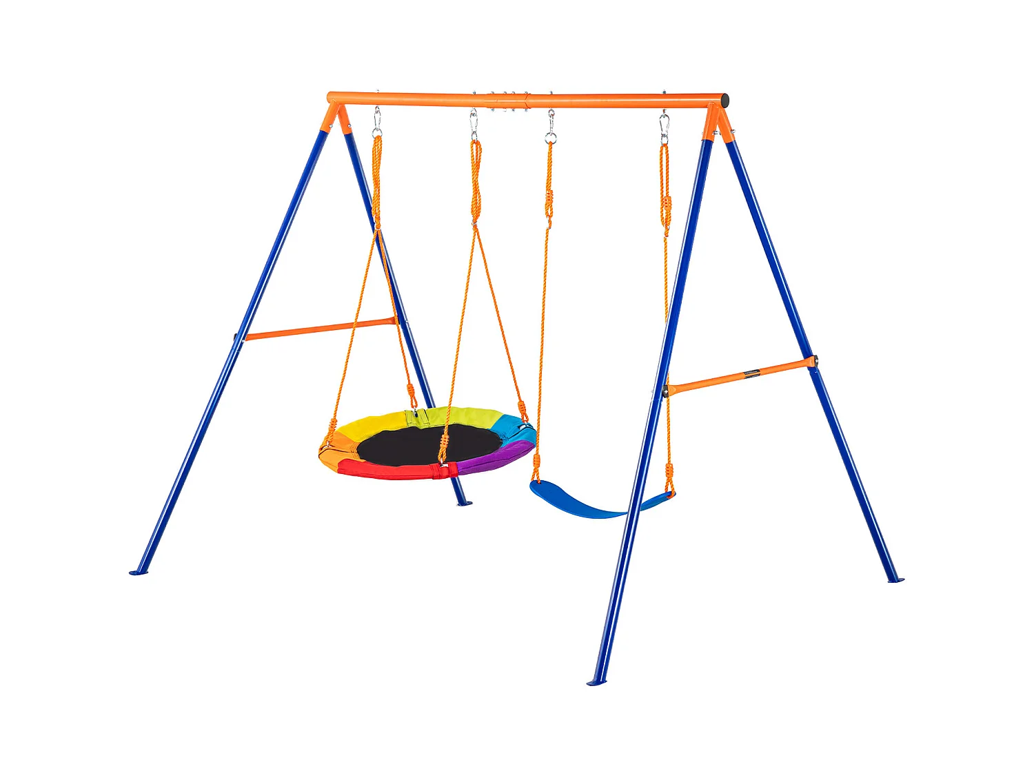 Ensemble de Balançoires en A SucceBuy, 1 Soucoupe et 1 Balançoire à Ceinture, Support en Métal pour Jardin