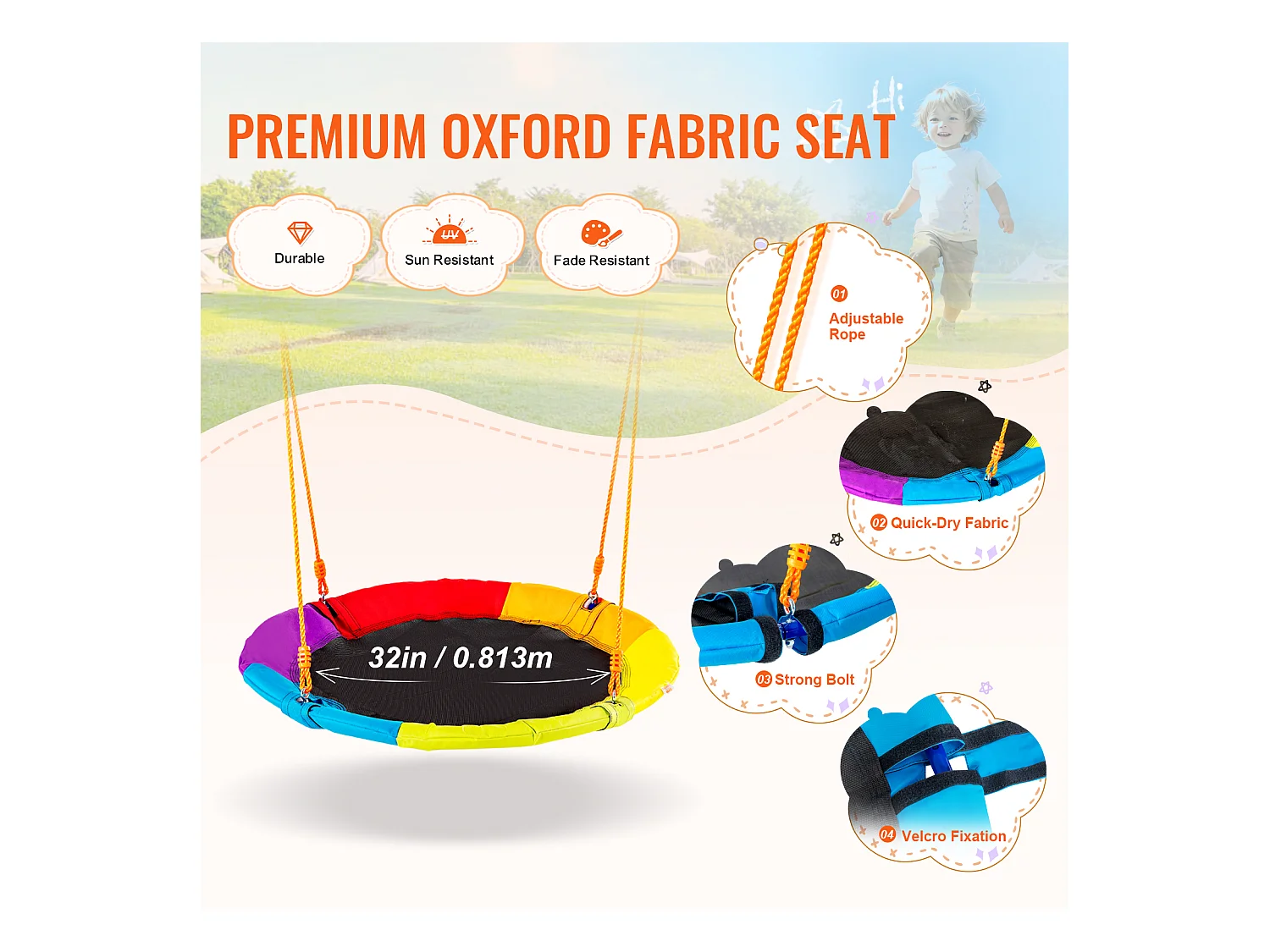 Ensemble de Balançoires en A SucceBuy, 1 Soucoupe et 1 Balançoire à Ceinture, Support en Métal pour Jardin