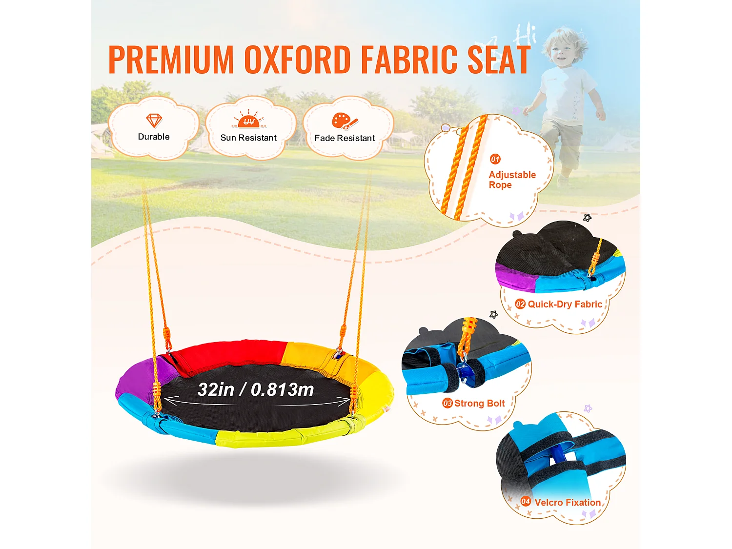 Ensemble de Balançoires en A SucceBuy, 1 Soucoupe et 1 Balançoire à Ceinture, Support en Métal pour Jardin