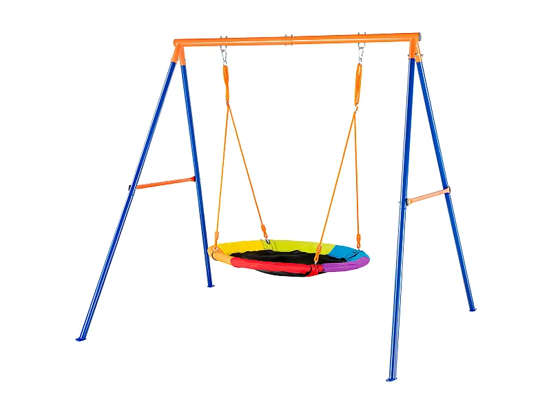 Ensemble de Balançoires Portique SucceBuy de Jardin Nacelle 102 cm Charge 199,6 kg, Support en Métal, Corde Réglable pour l'arrière-cour