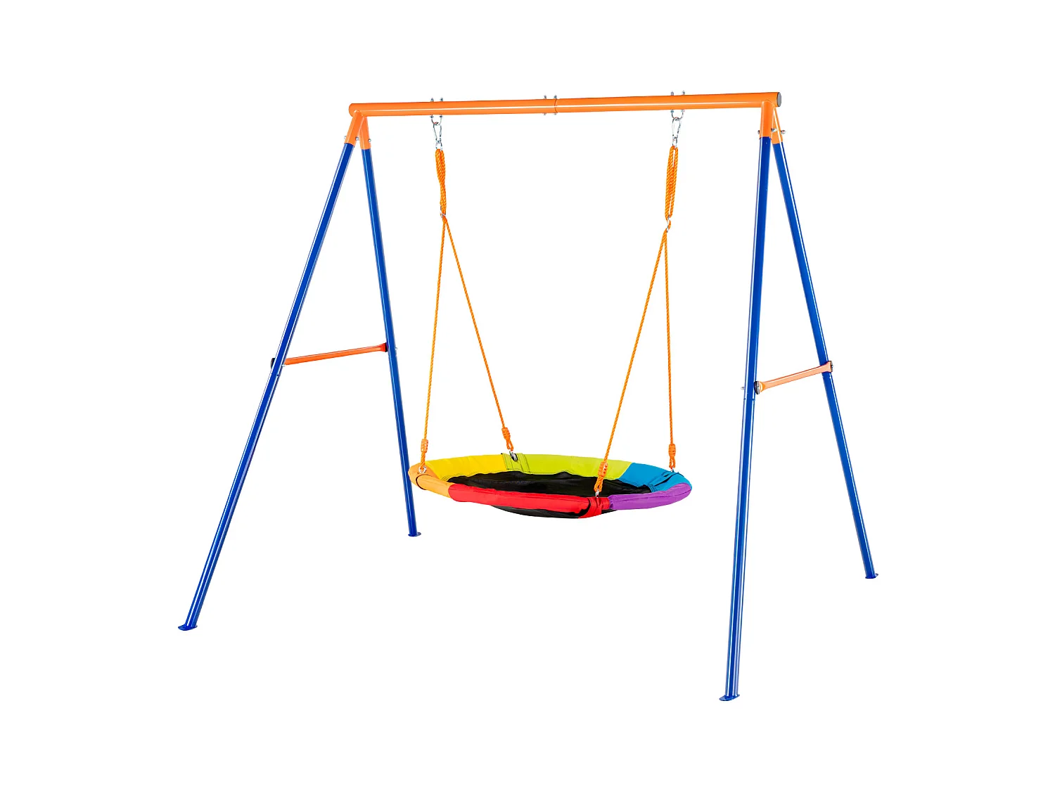 Ensemble de Balançoires Portique SucceBuy de Jardin Nacelle 102 cm Charge 199,6 kg, Support en Métal, Corde Réglable pour l'arrière-cour
