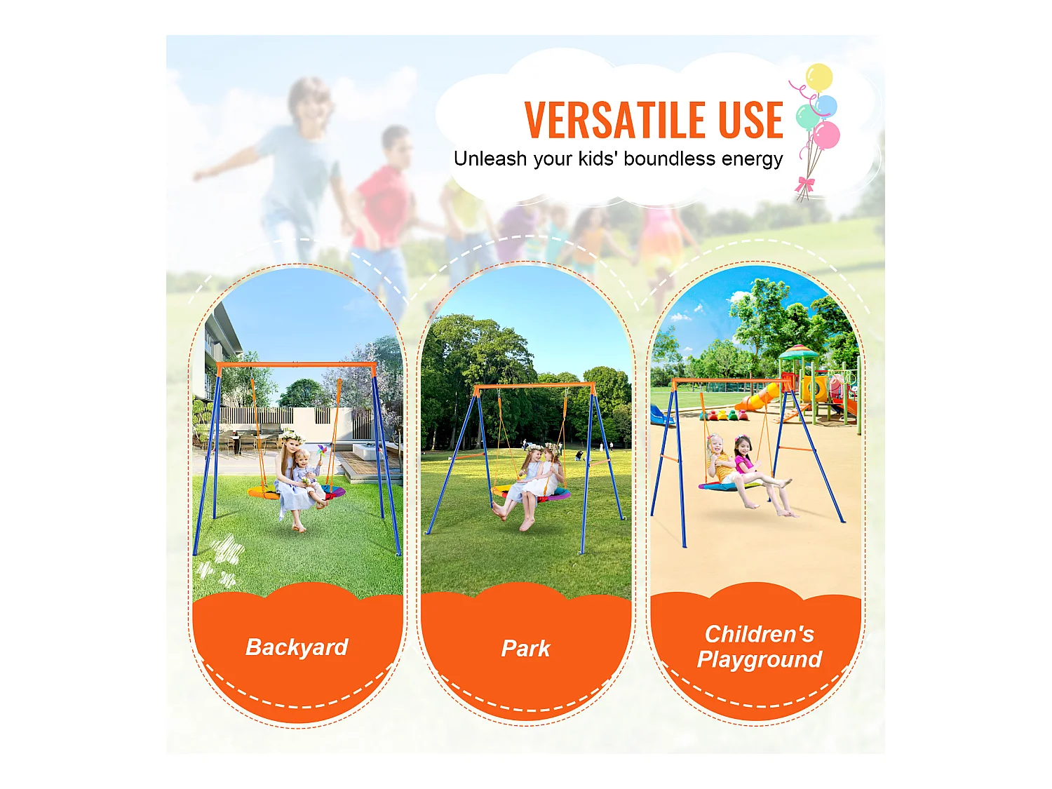 Ensemble de Balançoires Portique SucceBuy de Jardin Nacelle 102 cm Charge 199,6 kg, Support en Métal, Corde Réglable pour l'arrière-cour