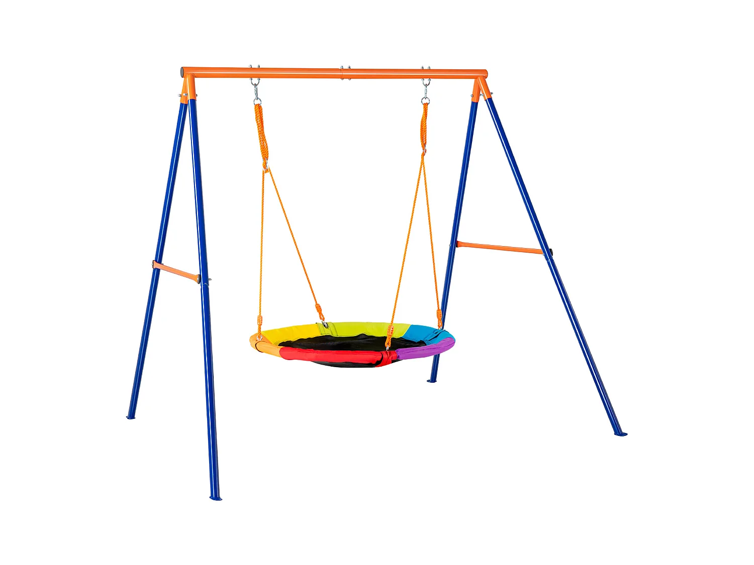 Ensemble de Balançoires Portique SucceBuy de Jardin Nacelle 102 cm Charge 199,6 kg, Support en Métal, Corde Réglable pour l'arrière-cour