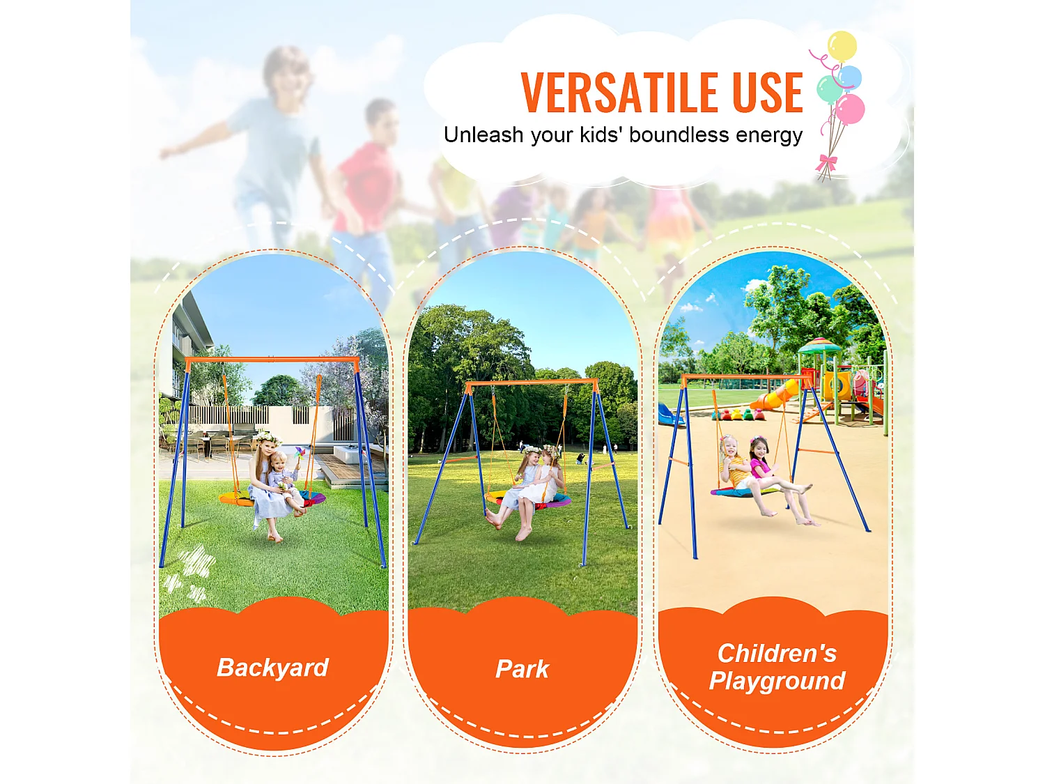 Ensemble de Balançoires Portique SucceBuy de Jardin Nacelle 102 cm Charge 199,6 kg, Support en Métal, Corde Réglable pour l'arrière-cour