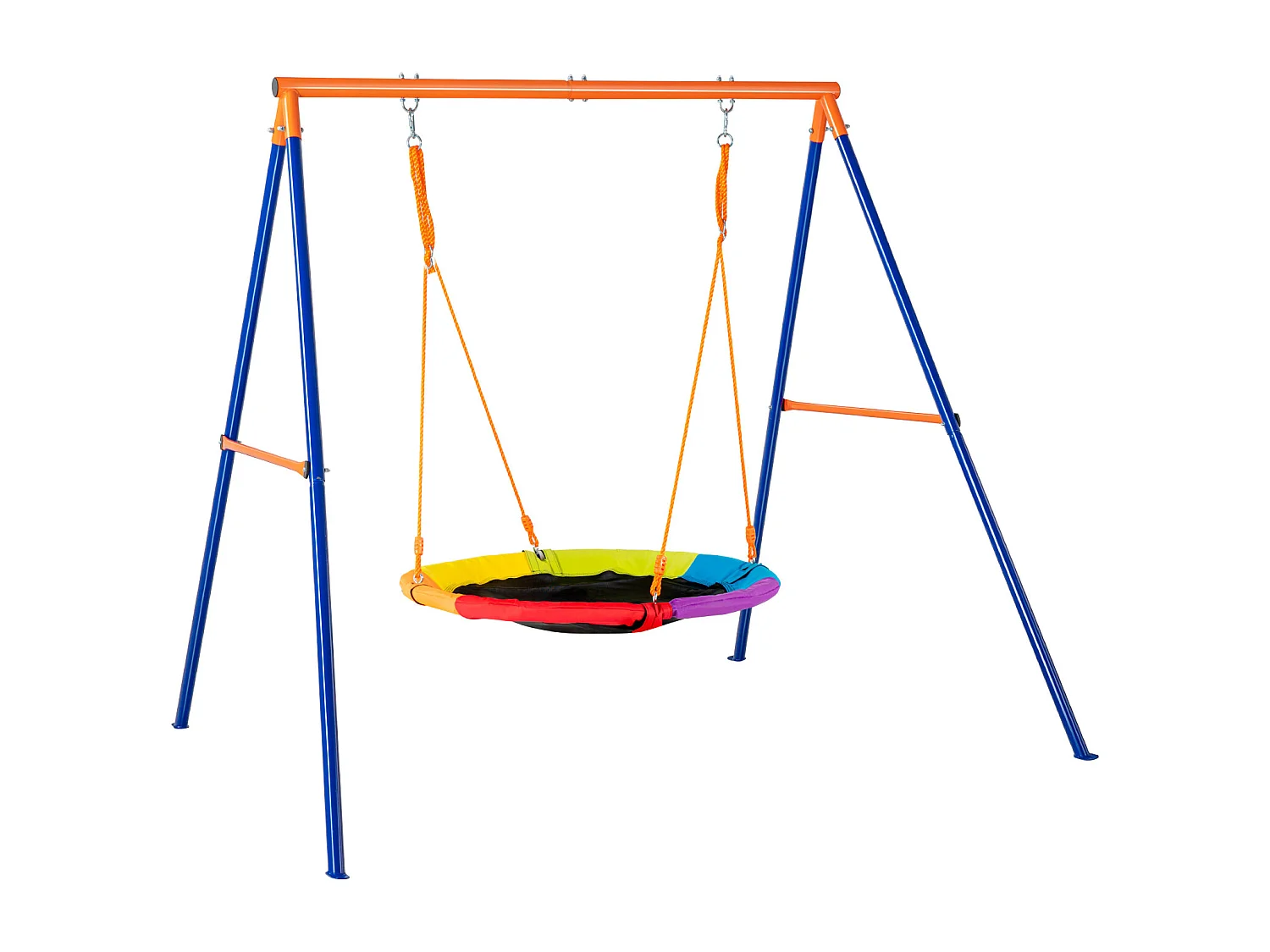 Ensemble de Balançoires Portique SucceBuy de Jardin Nacelle 102 cm Charge 199,6 kg, Support en Métal, Corde Réglable pour l'arrière-cour