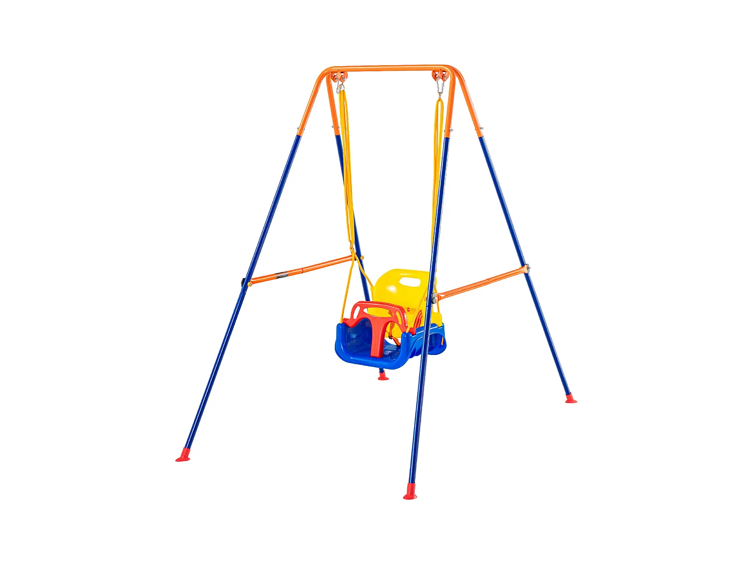 Ensemble de Balançoires 3 en 1 pour Enfants SucceBuy, Support en Métal Pliable, 4 Sacs de Sable pour l'Arrière-Cour, capacité de 54.43kg