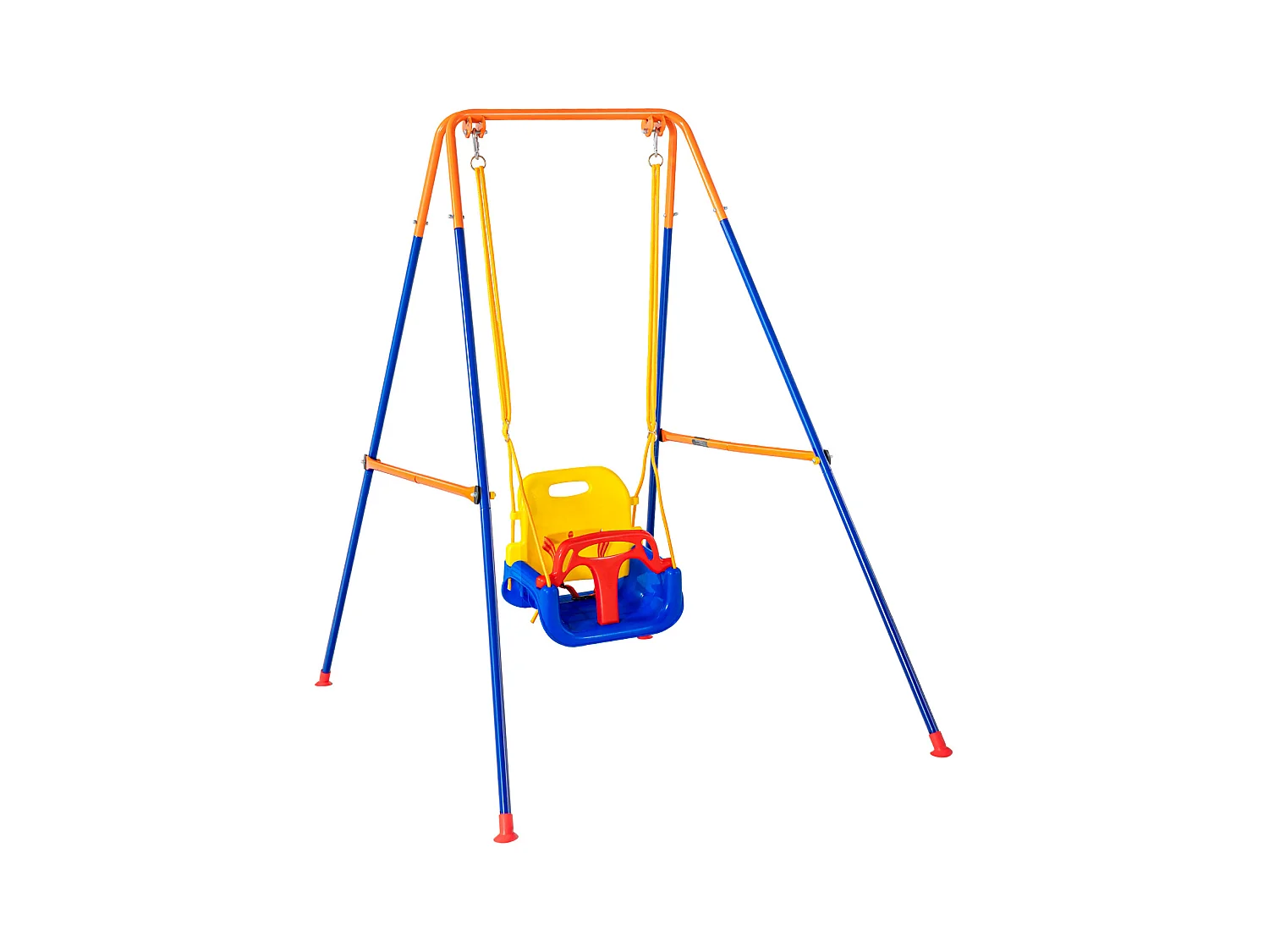 Ensemble de Balançoires 3 en 1 pour Enfants SucceBuy, Support en Métal Pliable, 4 Sacs de Sable pour l'Arrière-Cour, capacité de 54.43kg