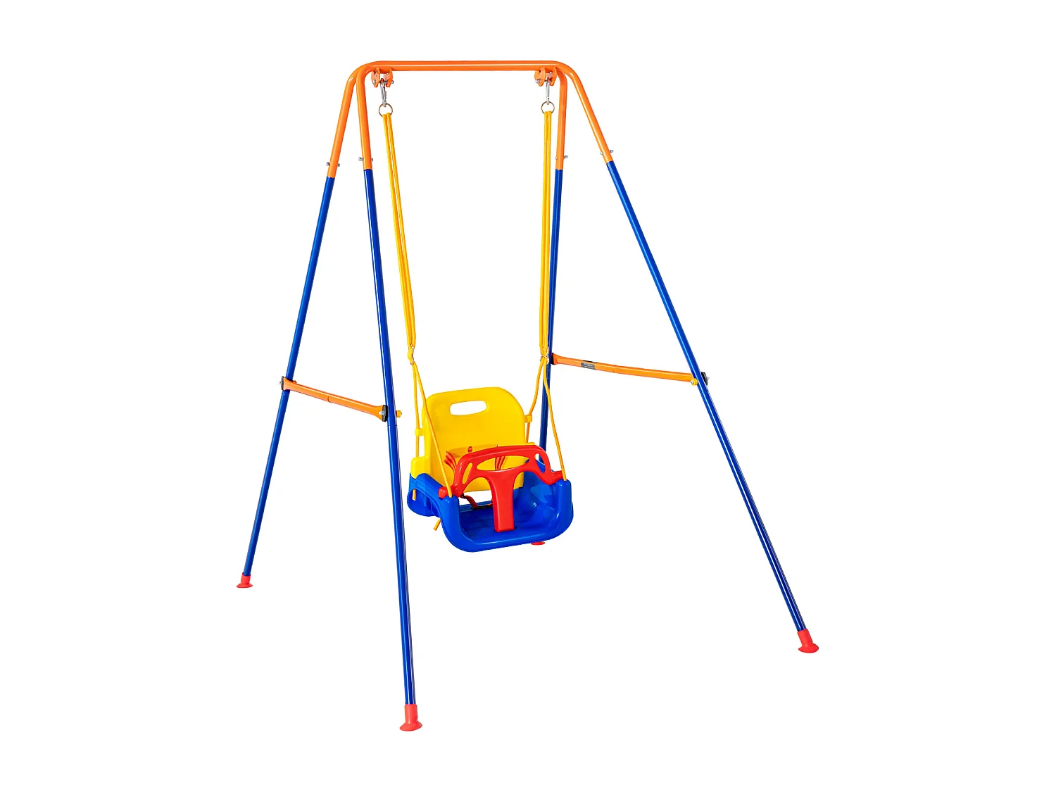 Ensemble de Balançoires 3 en 1 pour Enfants SucceBuy, Support en Métal Pliable, 4 Sacs de Sable pour l'Arrière-Cour, capacité de 54.43kg