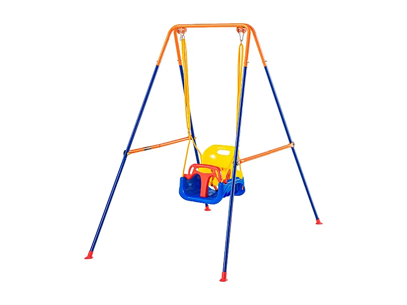 Ensemble de Balançoires 3 en 1 pour Enfants SucceBuy, Support en Métal Pliable, 4 Sacs de Sable pour l'Arrière-Cour, capacité de 54.43kg